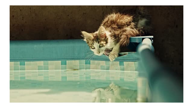 Cute Cate playing with water