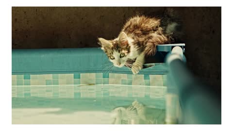 Cute Cate playing with water