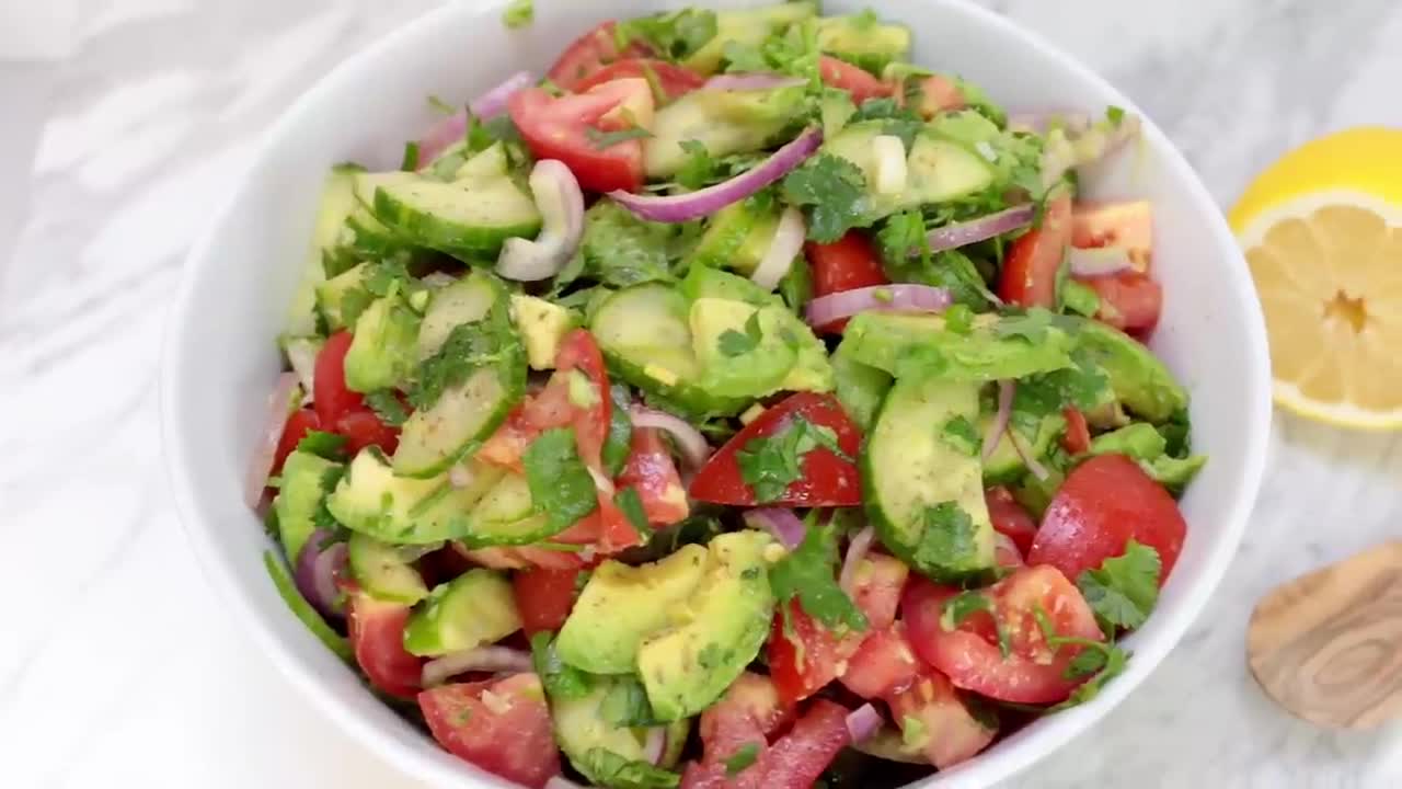 Cucumber Tomato Avocado Salad Recipe - Natasha's Kitchen