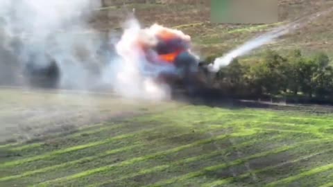 Destruction of a Russian tank with several successive strikes