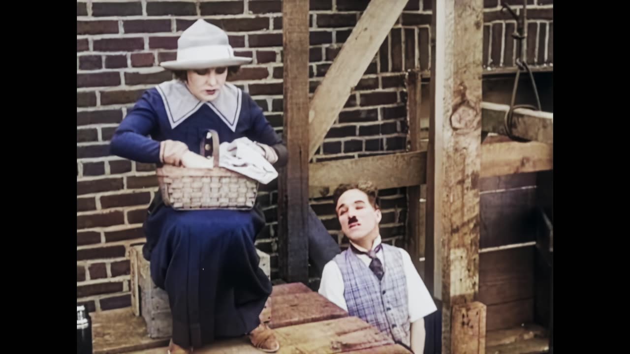 Charles Chaplin Pay Day 1922 scene colorized remastered 4k