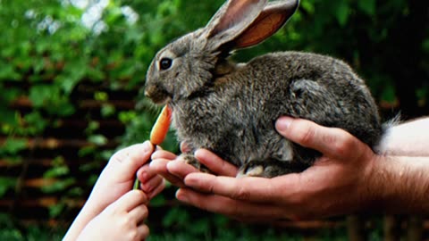 Wholesome Rabbit Feeding Time