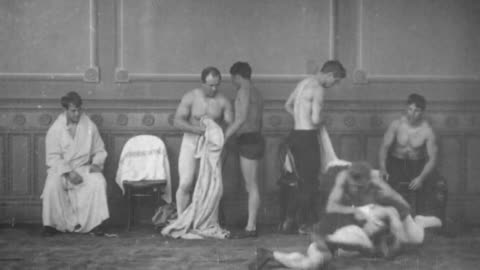 Wrestling At The New York Athletic Club (1905 Original Black & White Film)