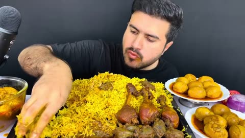 ASMR;_Eating_spicy_chicken_legs_curry_Mutton_liver_Egg_curry_with_masala_rice____Real_Mukbang