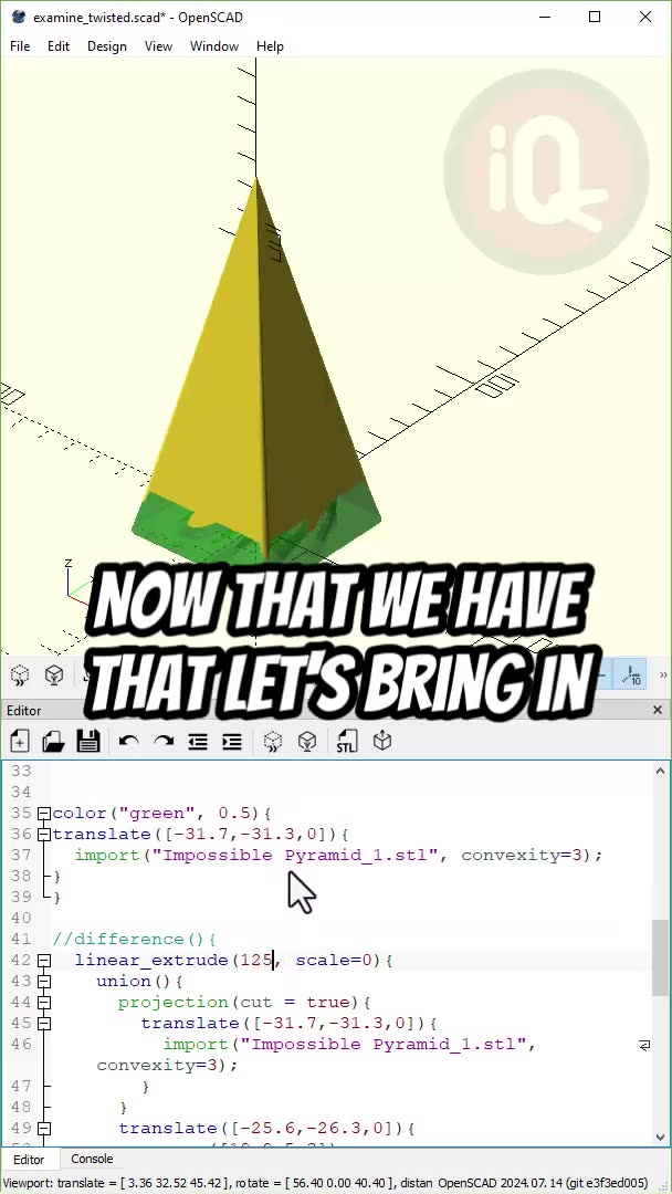 Triangular Pyramid Openscad OpenScad: Examining twisted pyramid 3 of 3