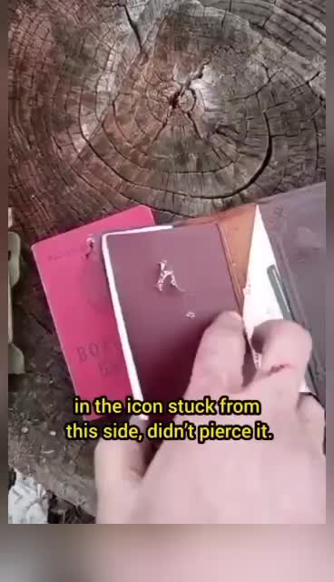 A religious Icon carried by a Russian soldier on his chest saved his live