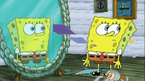 Squidward Is Playing With Tiles While SpongeBob Gets Abandoned By His Own Reflection 🪞