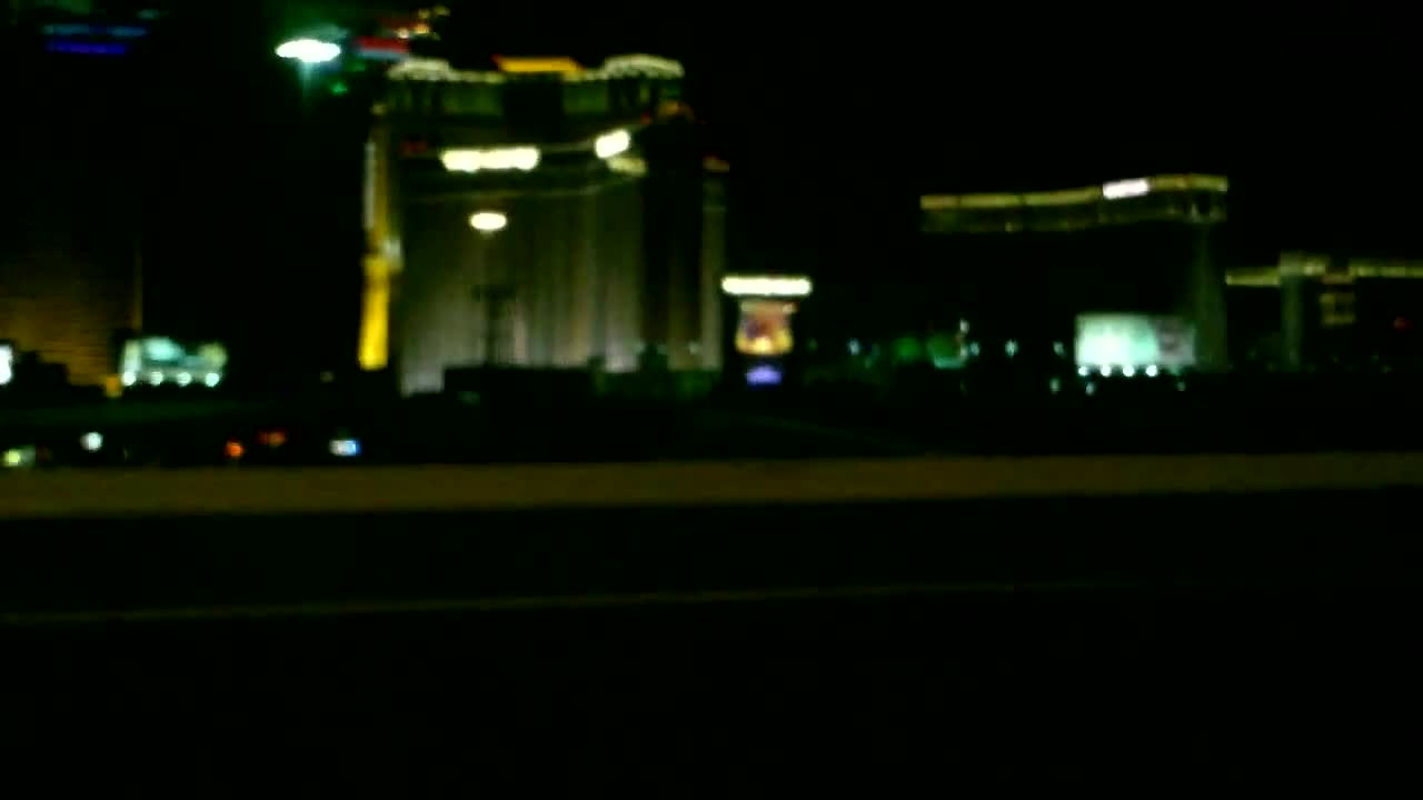 Driving Past Las Vegas Strip At Night in Bus 2014