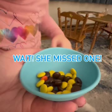 Toddler showing her quirks. Eating one color at a time.