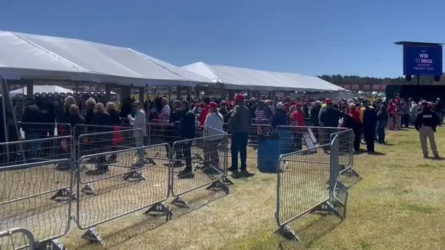 THOUSANDS And THOUSANDS are outside before President Trump's rally tonight in Commerce, GA!