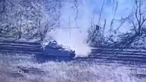 Ukrainian Bradley Firing on Russian Lines from Nearly Point-Blank Range