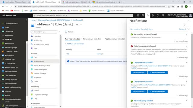 Demo on How to Deploy Hub and Spoke Network