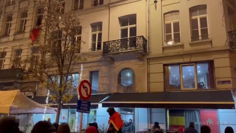 Rioters Shoot Fireworks After Man Flashes French Flag In Brussels