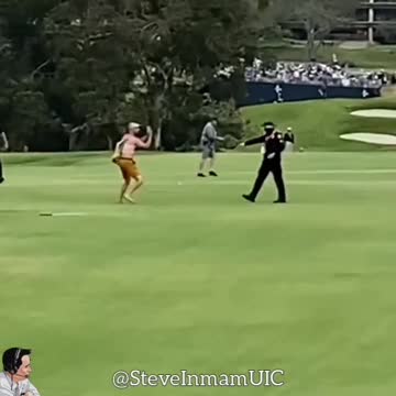 Attention seeking on the golf course and gets tackled.