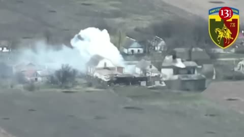 Houses where Russians were hiding and storing ammunition are hit by mortar fire