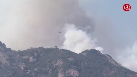 Smoke from Seoul forest fire captured on video as 120 homes evacuated