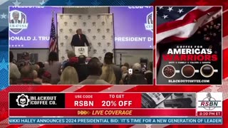 President Trump takes questions from the audience.