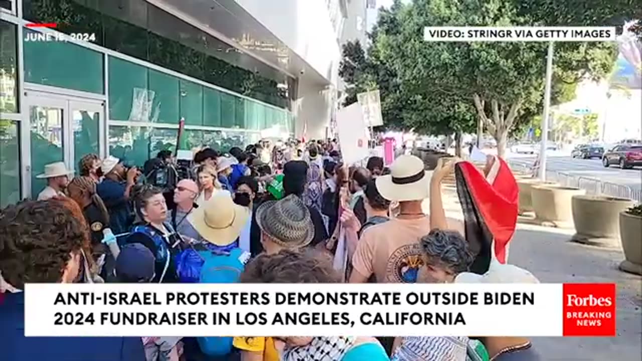 Protesters Demonstrate Outside Biden 2024 Fundraiser In Los Angeles, California