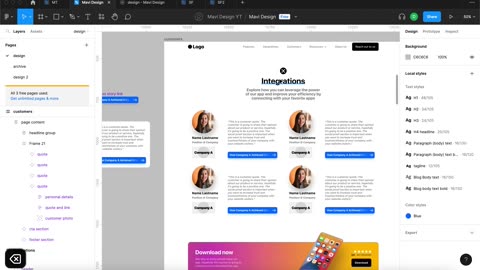 WEB DESIGN IN FIGMA ep.28 Customers Page pt.2 (Hover Interaction, Finalizing) – Free UX UI Course