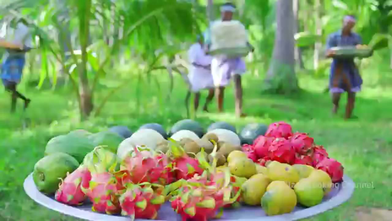 FRUIT JELLY CAKE | Colorful Healthy Fruit Jelly Cake Recipe Making in Village😵 | Agar Agar Jelly