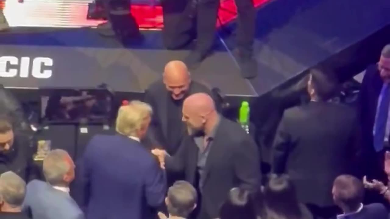 Donald Trump Dancing to YMCA and Shanking Hands with Triple H at UFC 309