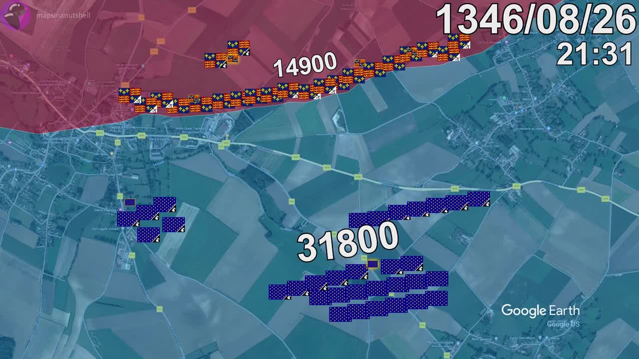 Battle of Crecy in 1 minute using Google Earth