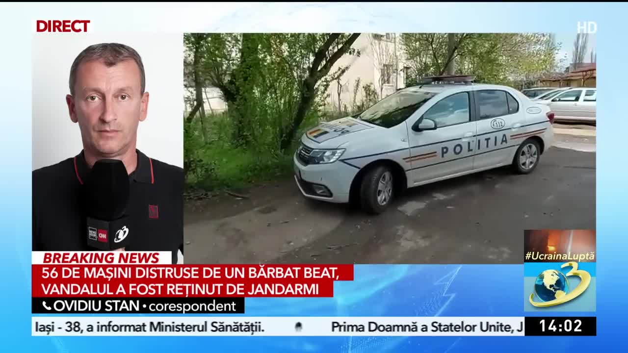 56 de maşini distruse de un bărbat beat, la Braşov. Bărbatul a fost reţinut de jandarmi