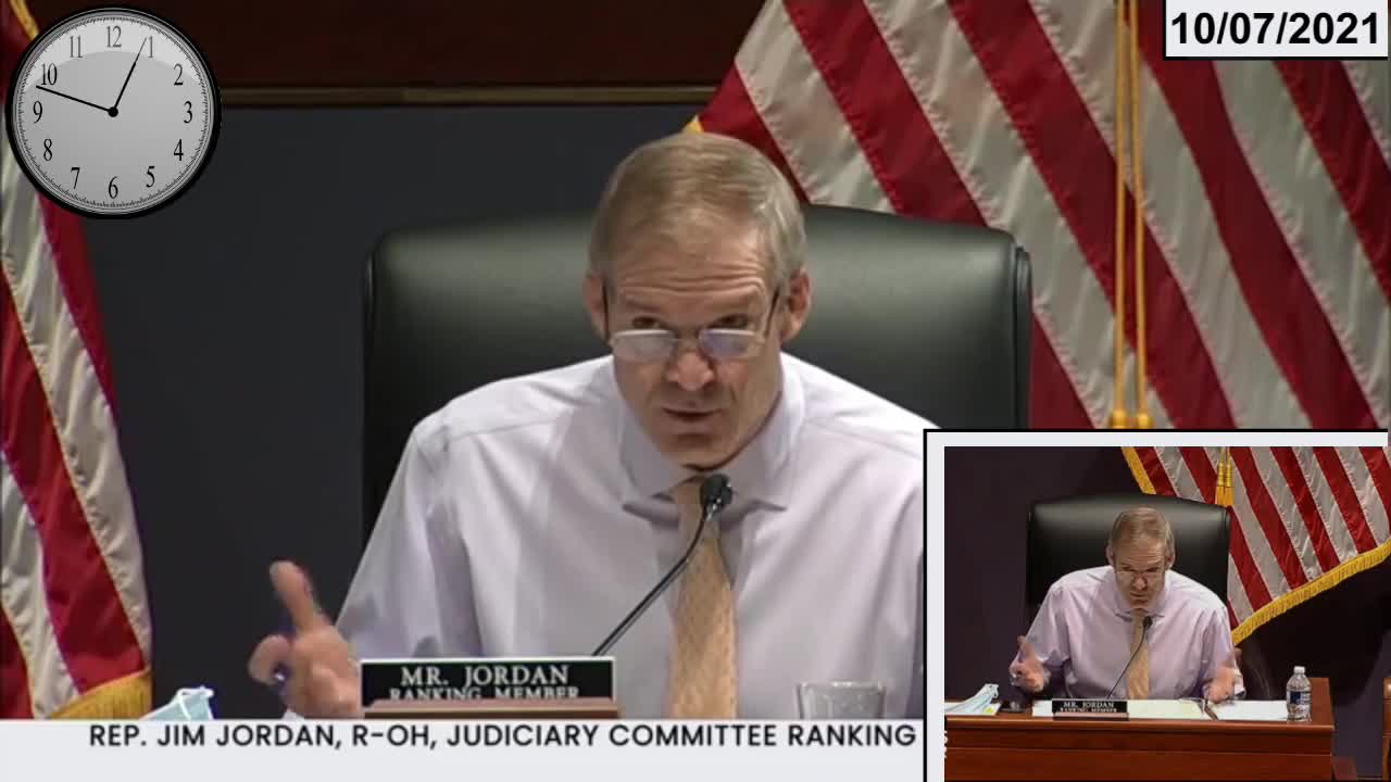 Rep Jim Jordan degrades A.G. Garland on FBI memo * 10-07-2021