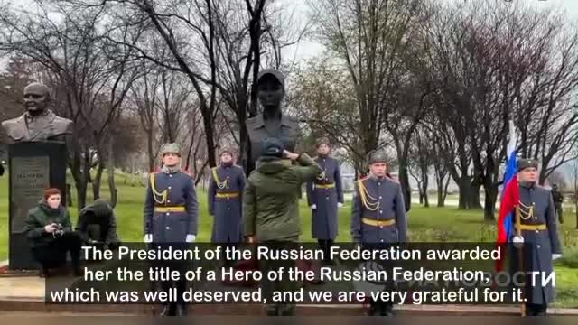 The Alley of Heroes memorial to the late Olga Kachura, who was a female commander