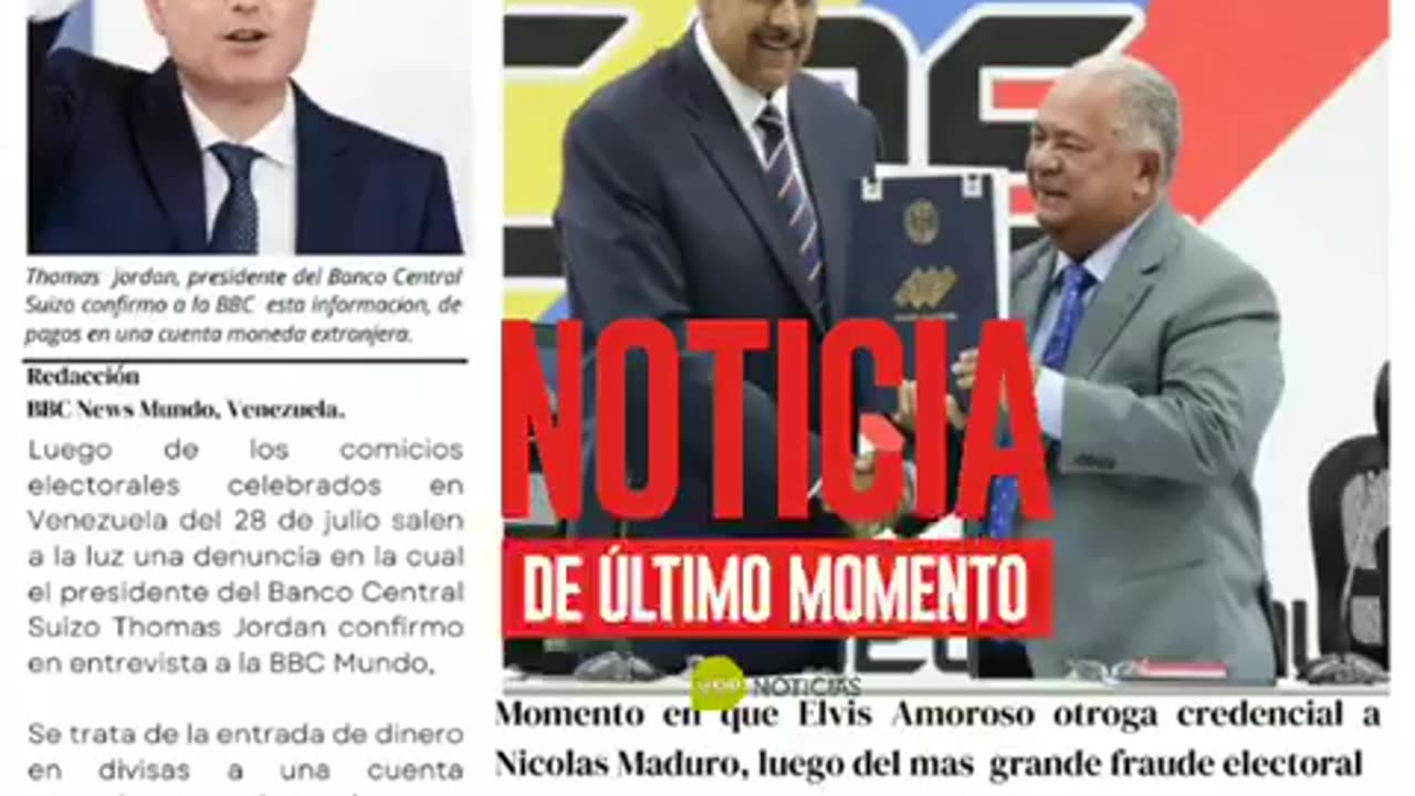 x049a ¡Delatan a Maduro! El Presidente Banco de Suiza asegura que Nicolas le pagó a Amoroso $32 mill