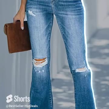 KUNMI Women's Flare Bell Bottom Jeans High Waisted Wide Leg Bootcut Jeans Stretchy Denim Pants