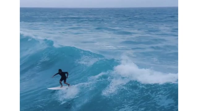 surfers riding the waves