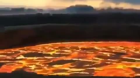 A flow of lava