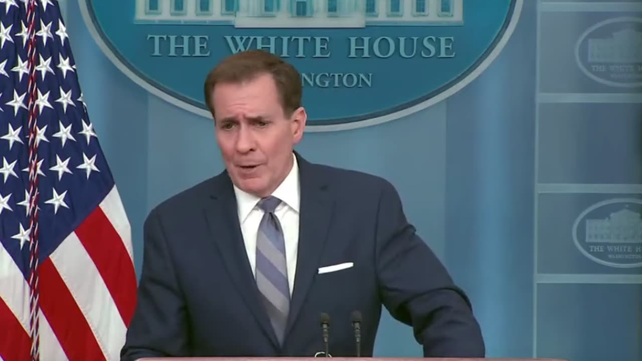 A reporter asks John Kirby: "Is the US government effectively in the position of crouching and waiting for the next bombshell to hit on Telegram or Twitter...?"