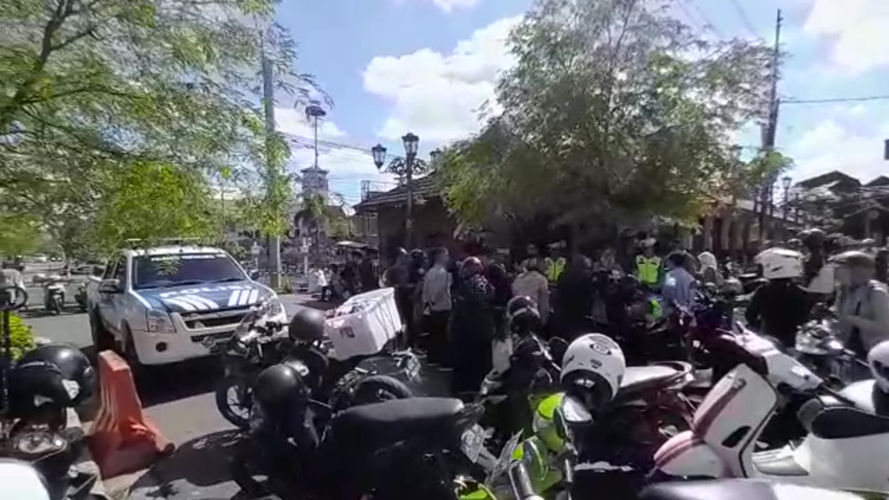 The Police Stopped Bike On the Street Marlioboro At Yogyakarta