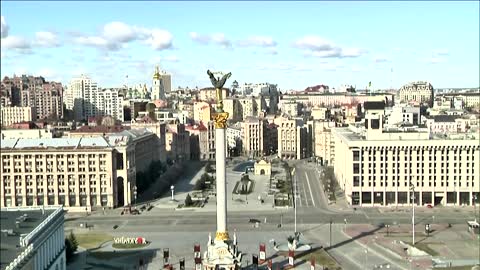 Siren sounds in Kyiv's virtually empty streets