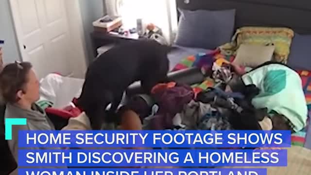 WOMAN FINDSHOMELESS PERSONASLEEP IN SON'S BED