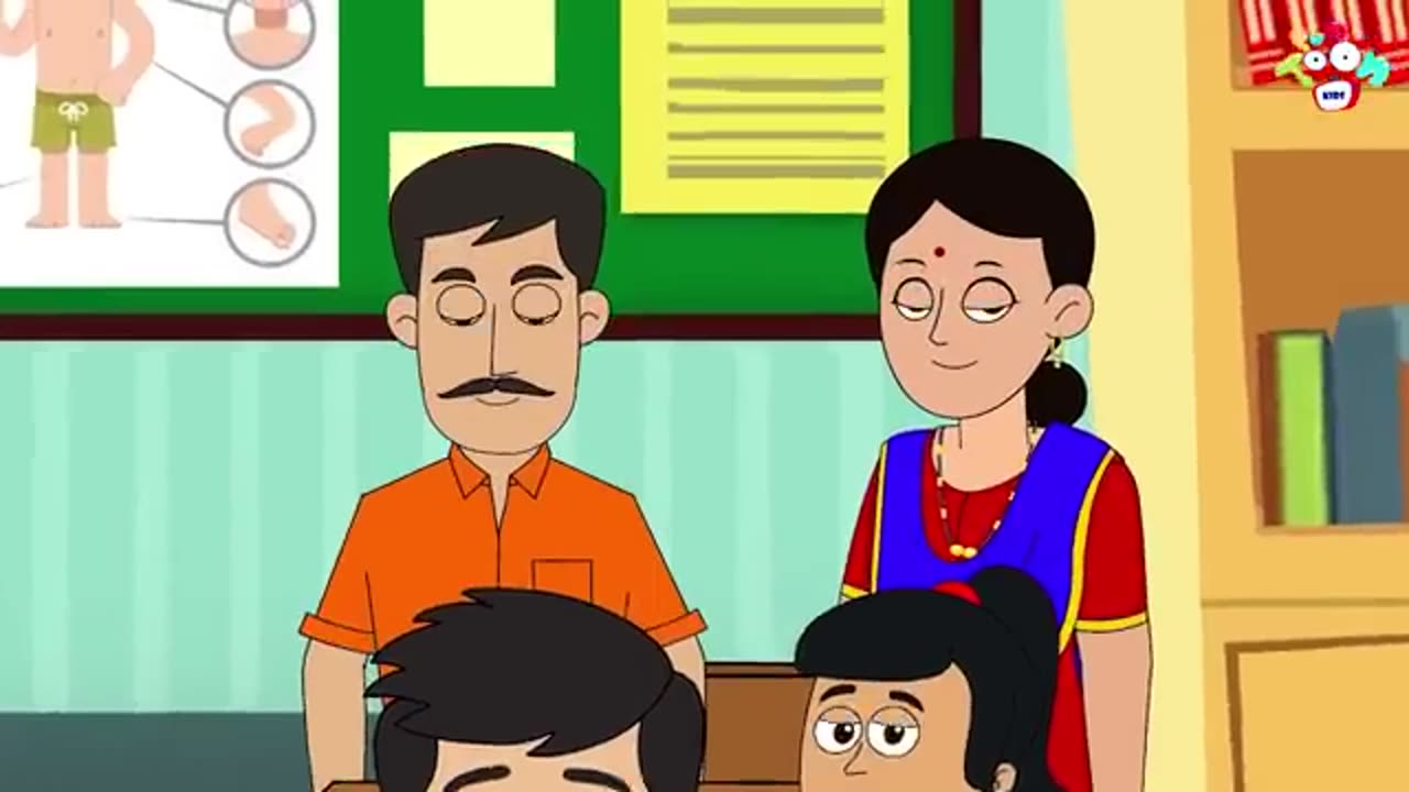 Parents teachers meeting /English cartoon kid.