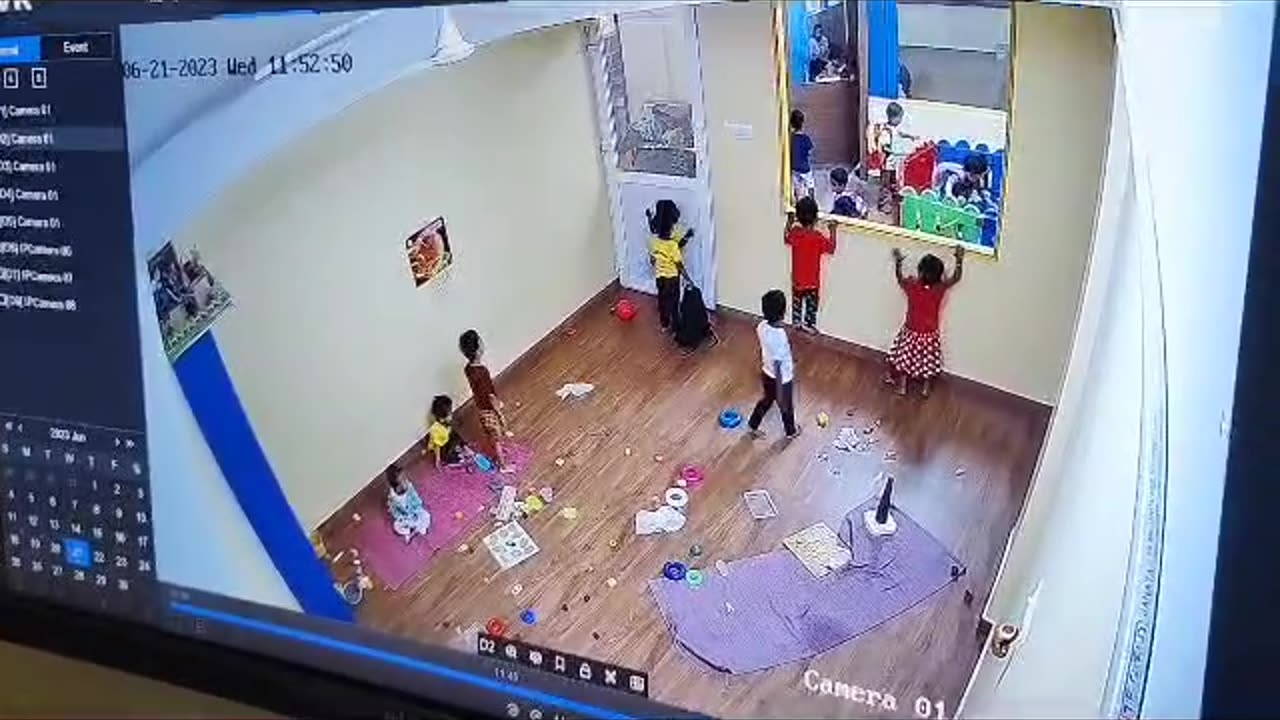 Kindergarden boy hits badly to a girl