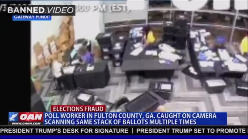 CAUGHT Surveillance Footage Shows Georgia Poll Worker Scanning Same Batch Of Ballots MULTIPLE TIMES!