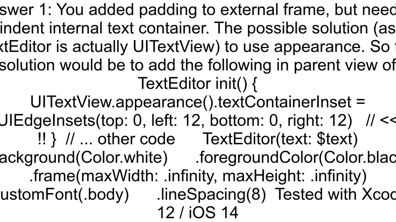 Add horizontal padding to TextEditor but prevent it from shifting scrollbar inside as a result