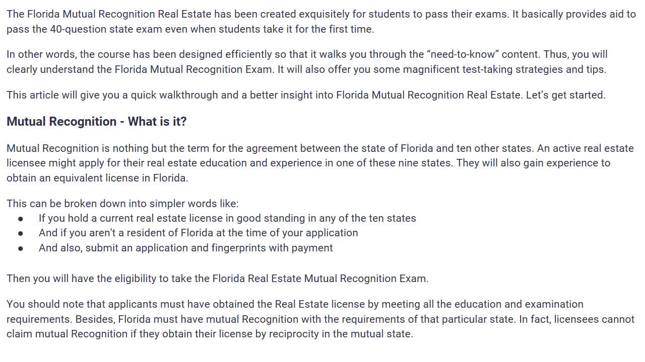 What Should You Know About Florida Mutual Recognition Real Estate?