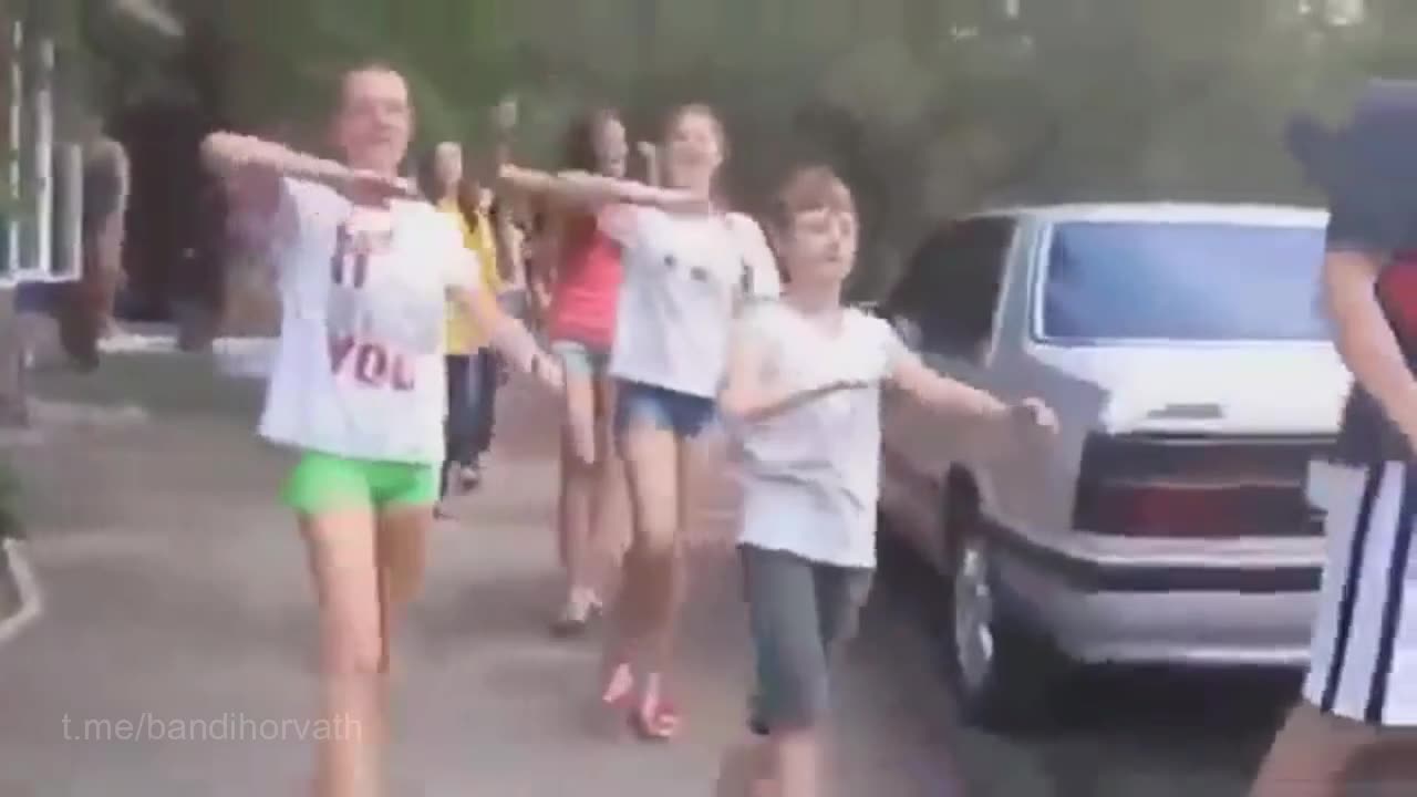 Young girls doing Nazi salute in Ukraine 2011