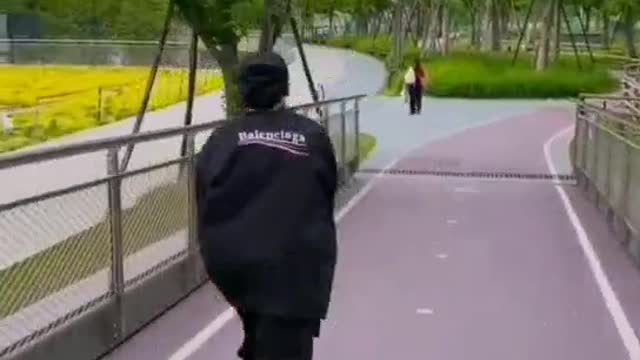 Skateboarding in the city park