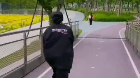 Skateboarding in the city park