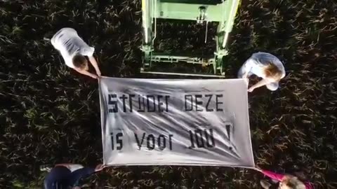 A group of Dutch farmers have formed a heart with their tractors to show their support