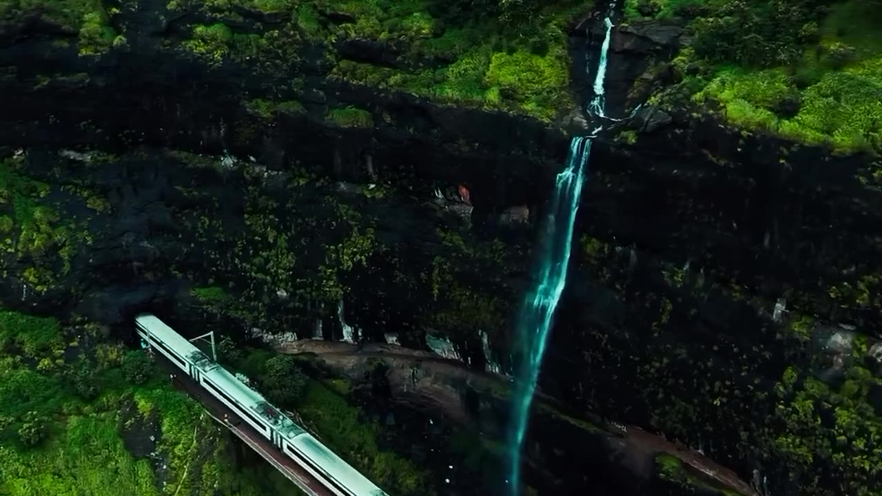 Stunning views of the waterfall in Khopoli, India.