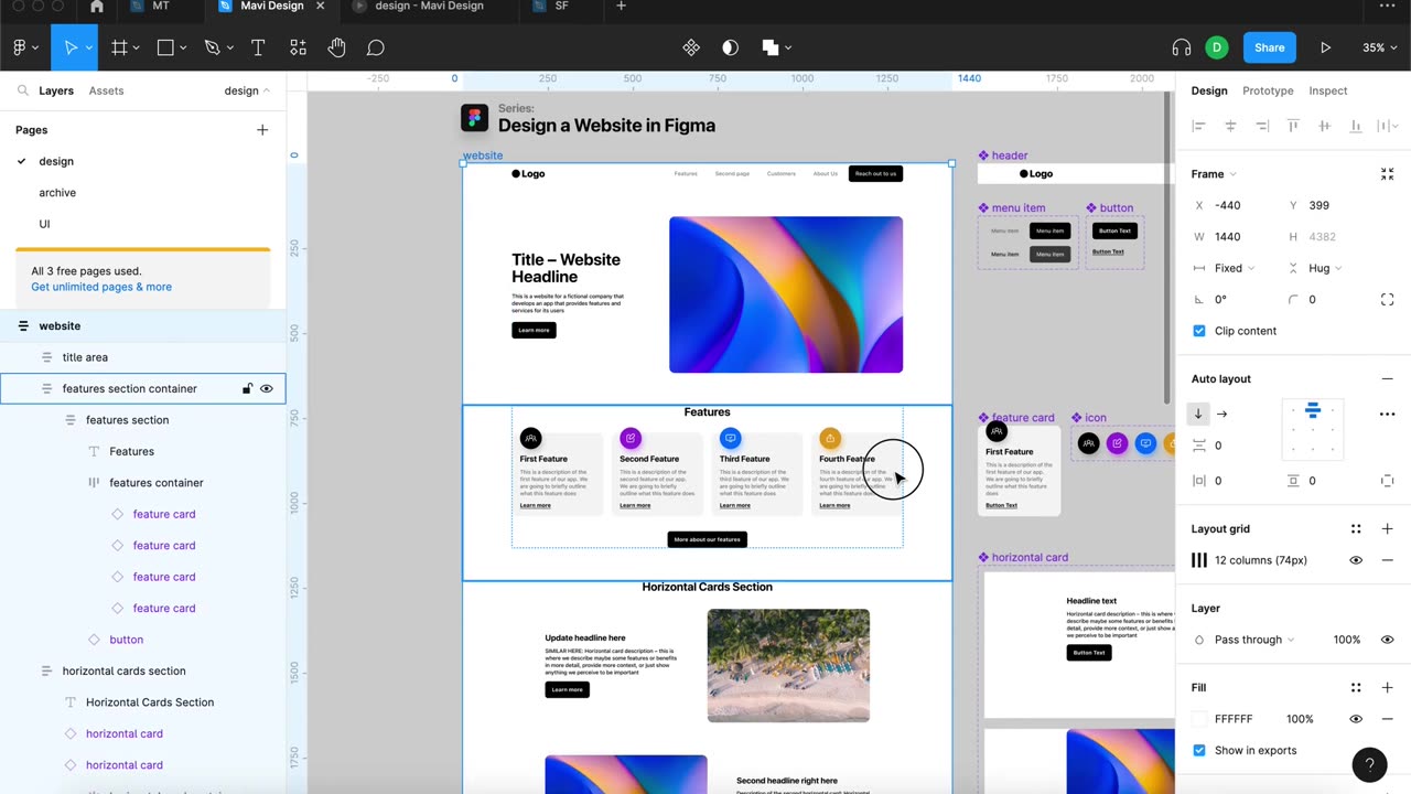 WEB DESIGN IN FIGMA ep.10 Global Navigation Prototyping – Free UX UI Course