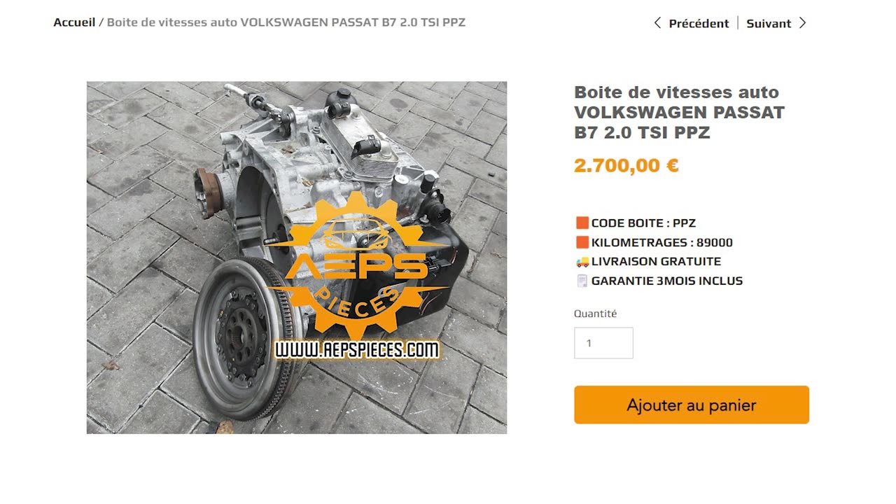 AEPSPIECES.COM - Boite de vitesses auto VOLKSWAGEN PASSAT B7 2.0 TSI PPZ