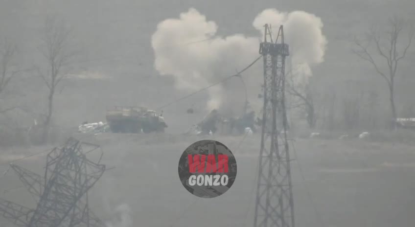Destroyed trucks of the Ukrainian army by the DPR troops with the help of ATGM